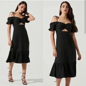 ASTR the Label Aleda Off-the Shoulder Midi Dress in Black Size S